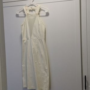 Lulu's Ivory Sheer Plunge Dress